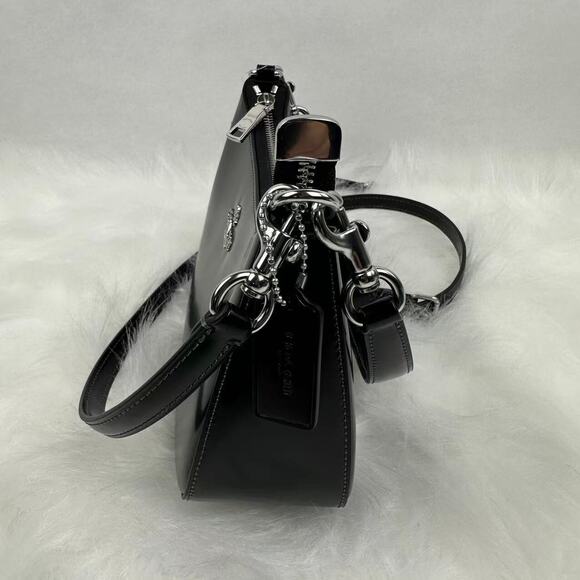 Coach Teri Shoulder Bag Crossbody In Leather Silver/Black CV938 NWT - Picture 3 of 9